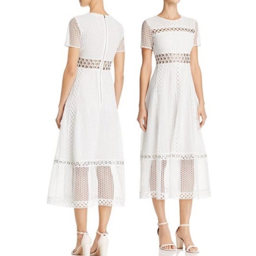 Maje white embroidered midi dress